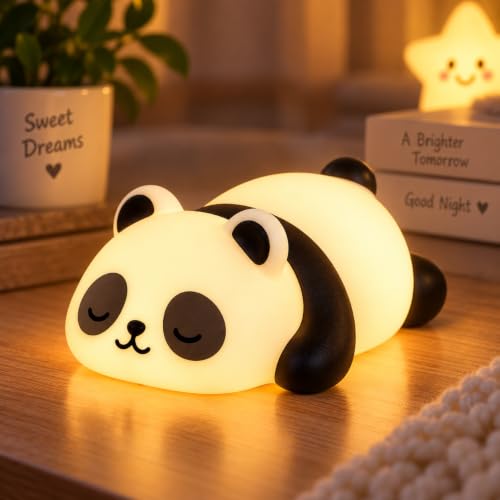 Image of Cute Sleeping Panda Night Light Lamp Battery Operated Table and Desk Decorations Gift Pandas (Sleeping Panda)
