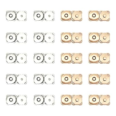 Zimjoy 20 Pcs Magnetic Button Metal Snaps Button Magnetic Plum Shape DIY Magnetic Button,for Bag Leather Purses,Handbags,Backpacks,Clothes Leather (Silver,Rose Gold 18mm) Cover