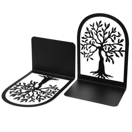 BESTonZON Metal Bookends 2pcs Set Iron Book Holders 17.5x12x9cm for Heavy Books Decorative Shelf for Home Office Library