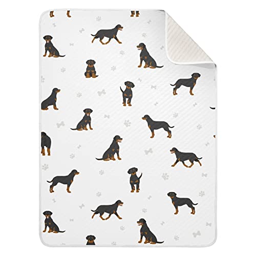 Image of Swaddle Blanket Rottweiler Dog Cotton for Infants, Receiving Lightweight Soft Swaddling for Crib, Stroller, Nursery, 30x40 in