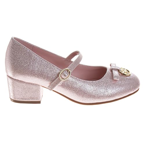 Image of Josmo Girls Low Heel Dress Pumps Crystal Strap Formal Wedding Sandals Flower Girl Shoes for Toddler /Little Kid /Big Kid