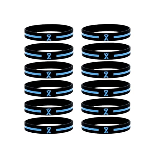 Inkstone Teal Awareness Ribbon Silicone Bracelets (12-Pack) - Wholesale Pack of 1 Dozen Unisex Wristbands for Men Women