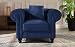 Classic Scroll Arm Large Velvet Living Room Chesterfield Accent Chair (Blue)