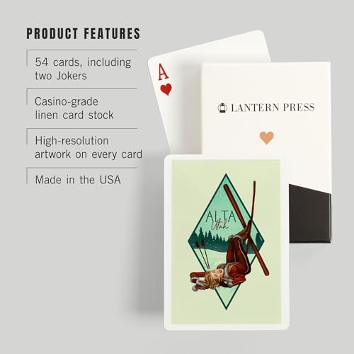 Lantern Press Alta Utah Ski Pinup, 52 Cartas Poker miniatura 3