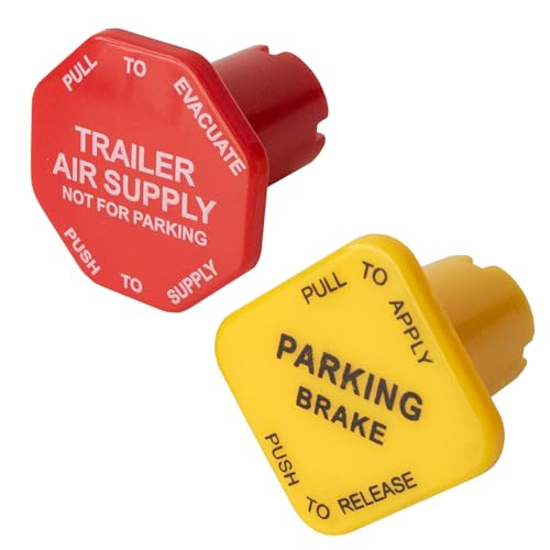 AUPARTIK Parking Brake & Trailer Air Supply Mv-3 Knob Yellow & Red Fit for Peterbilt Kenworth Volvo Western Star Truck Air Brake Knobs for Semi Trucks 298818 298818N 298817 298817N