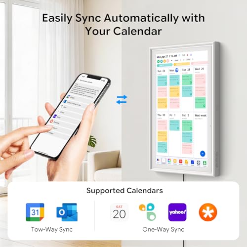 Dopesplay 15.6'' Digital Calendar Touchscreen, FHD Smart Family Organizer & Wall Planner, App Sync Interactive Chore Chart for Family Schedules, Digital Photo Frame, 64GB, Wi-Fi, Wall/Desk Mount-White — view 2