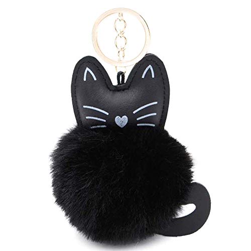 Preisvergleich Produktbild Probeninmappx Kittyt Katze Schlüsselanhänger Schlüsselanhänger Kunstpelz Pompon Flauschige Schmuckstücke Auto Handtasche Anhänger Schlüsselanhänger Ring Halter Frauen Tasche Tag Anhänger Charme
