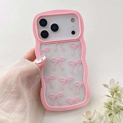 Coque antichoc iPhone 17 Pro Max protection silicone souple avec bords de vague rose