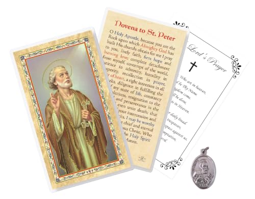 Medalla de San Pedro litúrgica para la oración diaria en el hogar con estampa de novena
