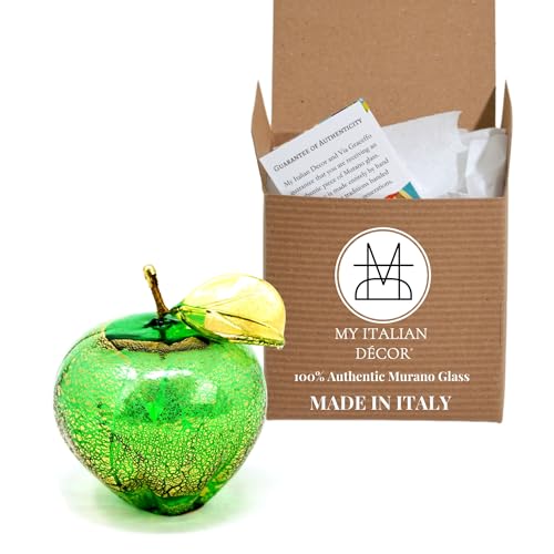 Murano Glass Green Apple Hand Blown Italian Christmas Tree Ornament, 3