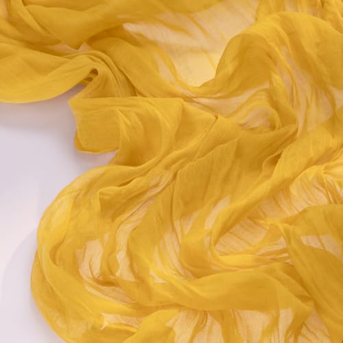 Image of Socomi 2pcs Gold Yellow Easter Spring Cheesecloth Table Runner Boho Rustic Gauze 120 inch 10FT Cheese Cloth Runner for Wedding Party Baby Shower Birthday Home Decor Holiday Decorations