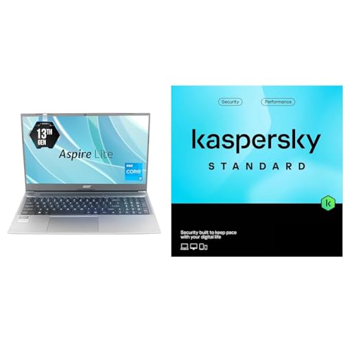 acer Aspire Lite, 13th Gen, Intel Core i3-1305U, 8GB RAM, 512GB SSD, Full HD, 15.6'/39.62cm, Windows 11 Home, Steel + Kaspersky Standard 1 Device 1...