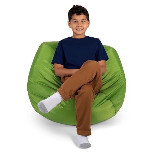Big Joe Classic Bean Bag Chair for Kids Bedroom and Reading Nook, Easy-Clean Spicy Lime, Durable Nylon Polyester Blend, 2 feet Refillable by Big Joe - Used condition - US$34.75