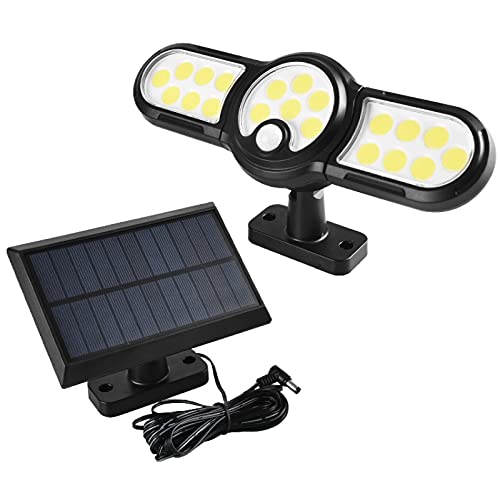 YANZHU Zonne buitenverlichting met 3 koppen, zonne-outdoor drie hoofden wandlamp voor binnenplaats gazon tuinverlichting… - Afbeelding 3