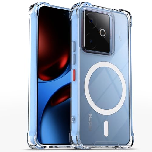 Image of Pikkme Back Cover for Realme GT 7 5G / GT 7T 5G Mag-Safe Shockproof PC + TPU Protective Case Magnetic Support Bumper Case (Transparent Mag-Safe)
