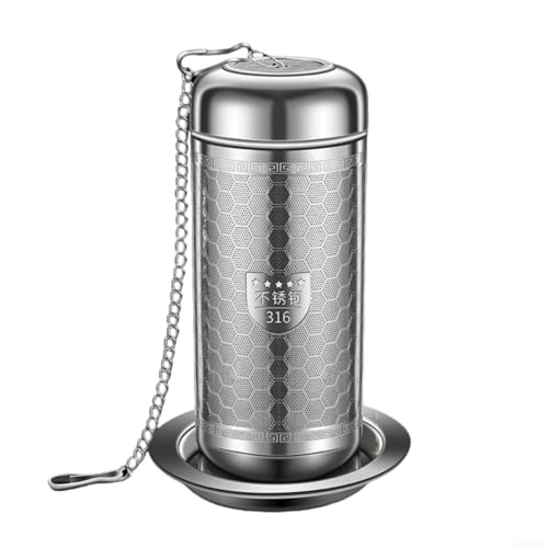 Infusor de té de acero inoxidable con malla extrafina para té de hojas, bola coladora de té de acero inoxidable 316 para una mejor extracción de sabor, Dishwa (L)