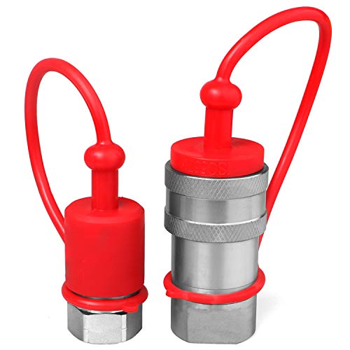 3/8" Ag ISO 5675 Hydraulic Quick Connect Couplers with Dust Caps,Pioneer Style Hydraulic Coupler,3/8" NPT Thread + 3/8" ISO 5675 Body