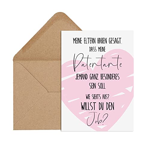 Postkarte Willst Du den JOB? Patentante inkl. Briefumschlag Geschenk Paten fragen Cover