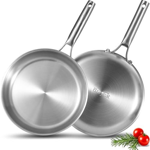 Bzayeat 12-Inch Stainless Steel Frying Pan Set (2)
