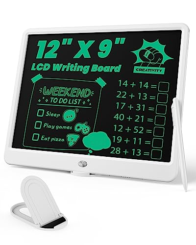 Tekfun Lcd Writing Board, 12" X 9" Portable Writing Tablet, Doodle Board Note Board With One-Key Erase And Portable Design For Kids, Students, Offices And Families, White #TOP18