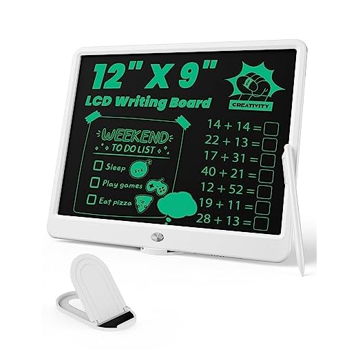 TEKFUN LCD Writing Board, 12" x 9" Portable Writing Tablet, Doodle Board Note Board with One-Key Erase and Portable Design for Kids, Students, Offices and Families, White