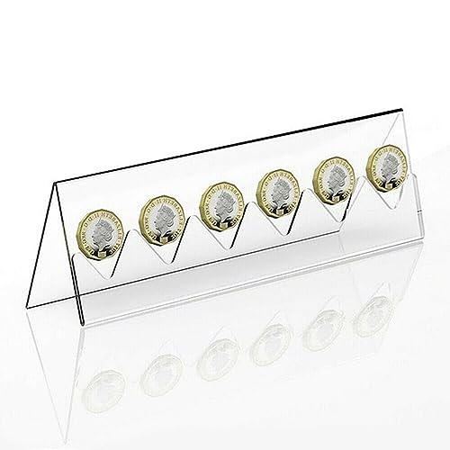 Base transparente para exhibir 6 monedas con ranuras miniatura 4