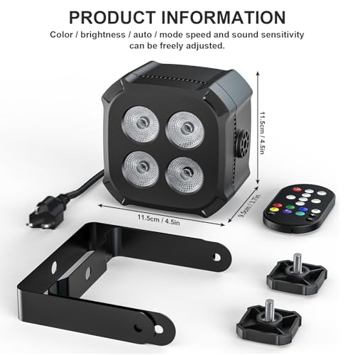Image of 2 x RGBW LED Stage Lights 40W Pair of 4 /8 Channel DMX LED Lights with Remote Control and Sound Activation Disco Light for Stage DJ Bar Party Wedding Haloween Christmas