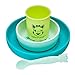 SOPHIE la GIRAFE - Set de comida de silicona de sopie, 1 plato, 1 cuenco, 1 vaso y una cuchara, apta para lavavajillas y microondas, verde/azul, 480001