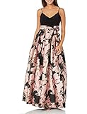 Eliza J Women's Gown Style Floral Jacquard Spaghetti Strap Vneck Dress, Pink Black