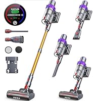 SMOTURE 40Kpa Powerful Suction Cordless Vacuum Cleaner, 55Mins Runtime, Self-Standing Vacuum with Auto Mode, HD-Touchscreen, 1.6L dust Cup, Anti-Tangle Stick Vacuum for Pet Hair/Hardfloor/Carpet