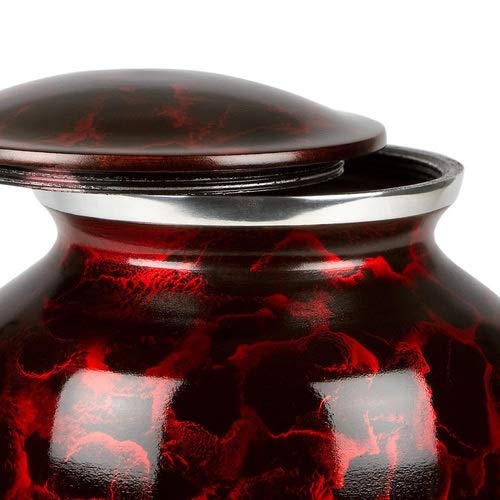 Perfect Memorials Custom Engraved Small Black & Red Brushed Cremation Urn - Thumbnail 3