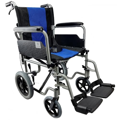 Lightweight Aluminium Folding Wheelchair with Lift up arms and Attendant Brake Transport Wheelchairs Free to Be Mobility Equipment Silver