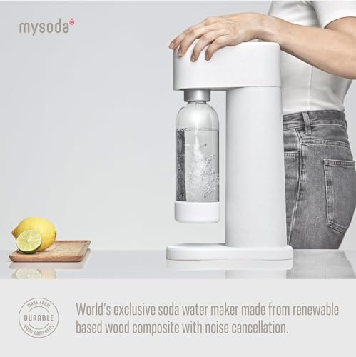 Image of Mysoda Woody Carbonated Water Machine and Soda Maker with 1L Bottle - White