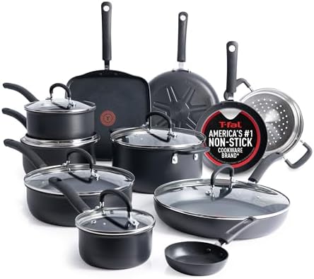 T-Fal Ultimate Hard Anodized Nonstick Pots and Pans Set 17 Piece,...