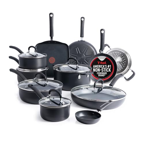 T-Fal Ultimate Hard Anodized Nonstick Pots and Pans Set 17 P...
