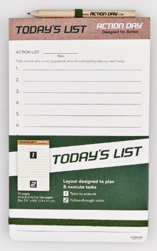 Action Day - Todays List Pad - Size 5x8 - Layout Designed to Plan & Execute Tasks - Planning Pad - to Do List
