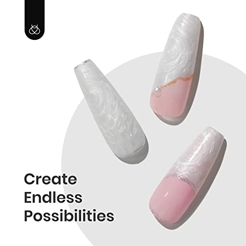 Image of Beetles Pearl White Gel Nail Polish 15ml Mermaid Shimmer UV LED Soak Off | 15ml pearl white gel polish creates mermaid shimmer nail looks; cure with UV /LED lamp.