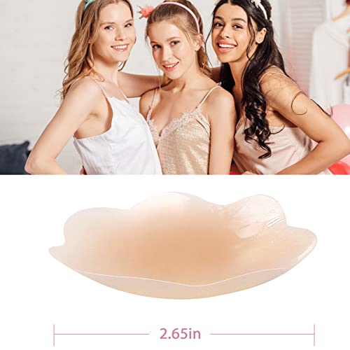 MUQU Nipple Covers Breast - No Show Pasties Reusable Women Sticky Seamless Silicone Breast Covers 4 Pairs Petals2