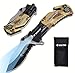 Messe mit günstig Kaufen-BOLTHO Klappmesser 6 in 1, Multitool Outdoor taktisches Überlebensmesser mit Kompass, Taschenmesser mit gezackter Kante, Jagd Camping Wandermesser Geschenk für Papa Ehemann Freund