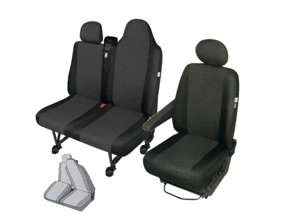 Texmar Sitzbezüge Für Renault Master (ab 2011) – 2+1 Set Aus Öko-Leder, Schwarz