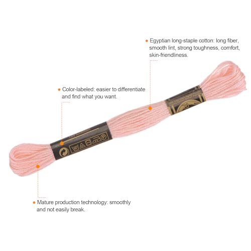 Image of HARFINGTON 12 Skeins Embroidery Floss 8.75yds(8m) Egyptian Long-Staple Cotton Cross Stitch Thread for Sewing DIY Bracelet Yarn String and Crafts, Petal Color(6020)