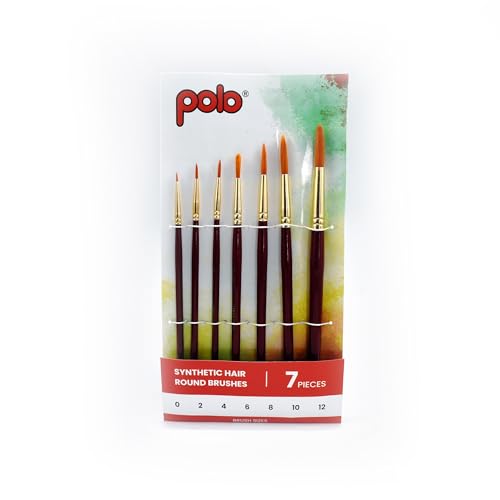 Image of polo Synthetic Hair Round Paint Brush Set - 7 Piece Collection | Professional Artist Brushes for Acrylic, Watercolor, Oil Painting | Fine Detail, Roun