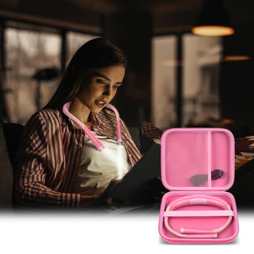 Image of GWCASE Hard Carrying Case for Glocusent for Vekkia LED Neck Reading Lights | Shock-Resistant EVA Shell, Mesh Pocket for Cable, Keep Small Gear Neat for Bedtime Reading, Crochet, Travel, Pink , Box Only