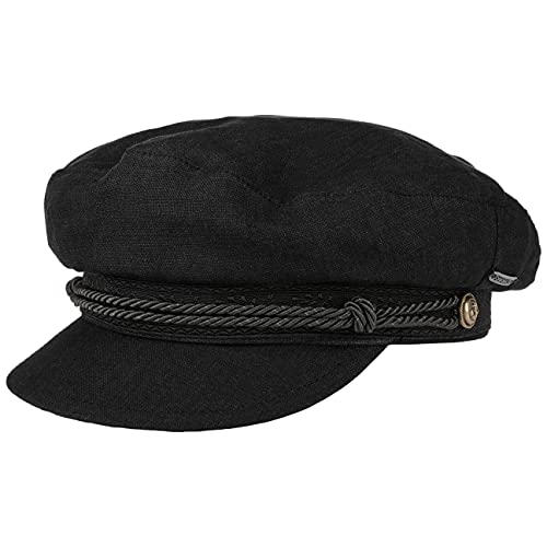 Stetson Gorra Marinera de Lino Riders Mujer/Hombre - Made in Italy algod�n Gorro Marinero con Visera Cerrado por atr�s, Primavera/Verano - S (54-55 cm) Negro