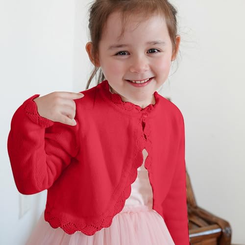 Girls Open Front Shrug Cardigan Kids Children Long Sleeve with Button Closure4