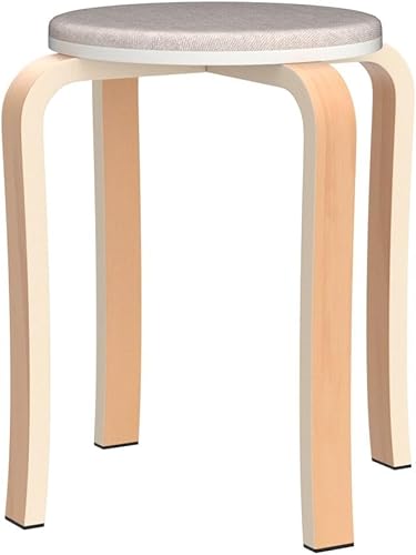 Miniatura 4 de Taburetes de madera, juego de 2 taburetes apilables de madera, asientos adicionales para niños, invitados, portátiles redondos de 16.5 pulgadas,