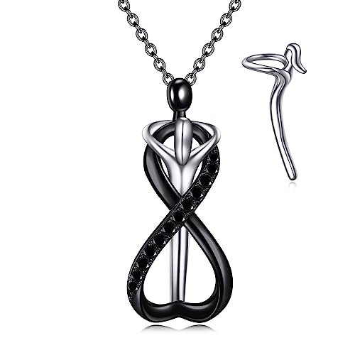 Collier couple argent avec pendentif étreinte amoureuse comme cadeau anniversaire