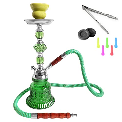 Shisha Shisha Vollglas mit Metallgehäuse -billige Shisha inklusive Perforatorzange 10 Kohlen und Düsen - Komplette…
