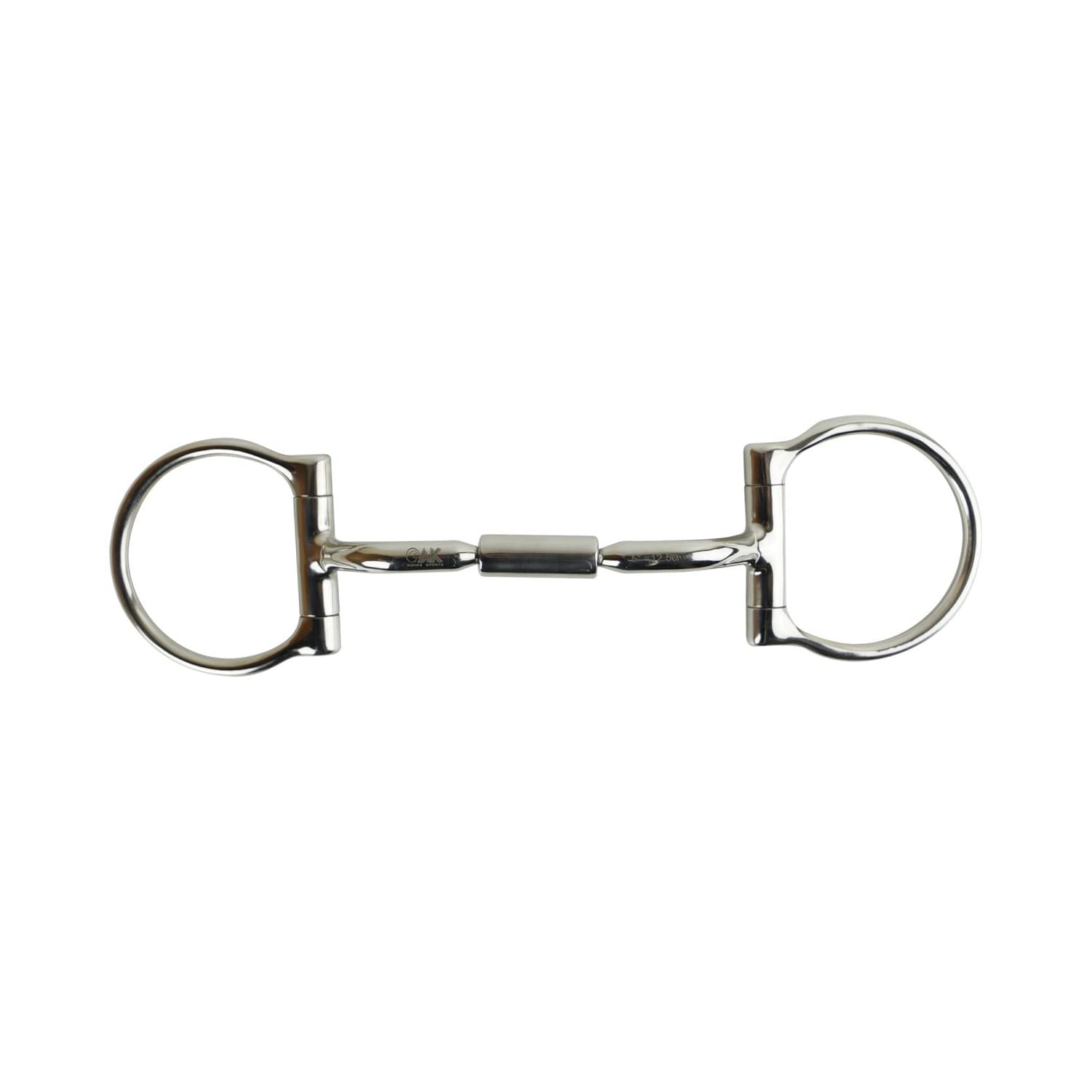 AK Gebogenes, drehbares D-Ring-Mundstück mit aufklappbarem Lauf, Pferdegebiss, Reitgebiss AKRS-2620 (Silber, 6.00'')