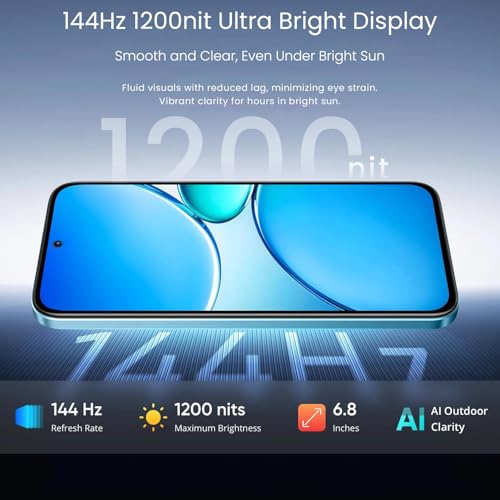 Image of realme 15X 5G Smartphone 8+128GB Aqua Blue, 6.8-inch Screen, 144Hz Display,7000mAh Battery, 60W Fast Charging, 50+50MP AI Camera,Dimensity 6300 6nm Octa-core chipset Processor, IP69